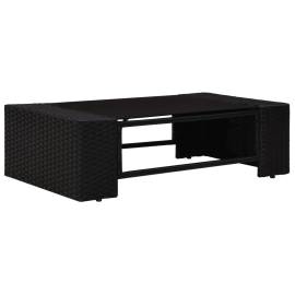 Set mobilier de grădină, 7 piese, negru, poliratan, 3 image