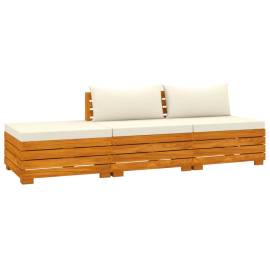 Set mobilier grădină cu perne, 3 piese, lemn masiv de acacia, 2 image