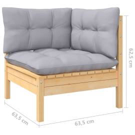 Set mobilier grădină cu perne, 8 piese, gri, lemn masiv pin, 8 image