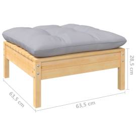 Set mobilier de grădină cu perne, 7 piese, gri, lemn masiv pin, 9 image