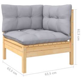 Set mobilier grădină cu perne gri, 6 piese, lemn de pin, 7 image