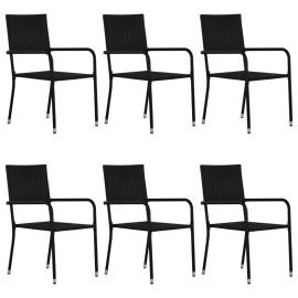 Set mobilier de grădină, 7 piese, negru, poli ratan, 5 image