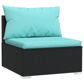 Set mobilier de grădină cu perne, 5 piese, negru, poliratan, 5 image