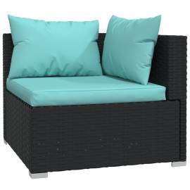 Set mobilier de grădină cu perne, 5 piese, negru, poliratan, 3 image