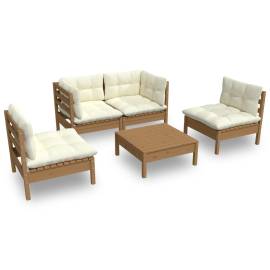 Set mobilier grădină cu perne, 5 piese, lemn masiv de pin, 2 image