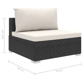 Set mobilier de grădină cu perne, 6 piese, negru, poliratan, 8 image