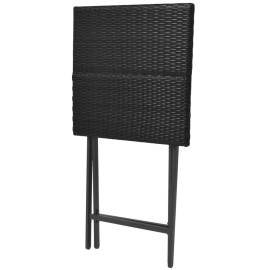 Set mobilier exterior pliabil, 5 piese, negru oțel, poliratan, 5 image