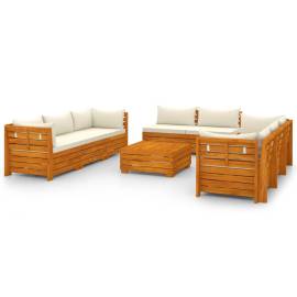 Set mobilier grădină cu perne, 9 piese, lemn masiv acacia, 2 image