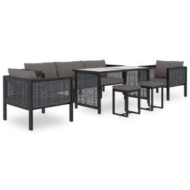 Set mobilier de grădină cu perne, 8 piese, antracit, poliratan