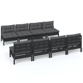 Set mobilier grădină cu perne, 9 piese, lemn masiv de pin, 2 image