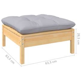 Set mobilier grădină cu perne, 10 piese, gri, lemn masiv pin, 8 image