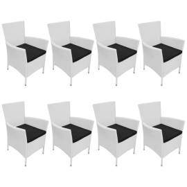 Set mobilier de exterior, 9 piese, alb crem, poliratan, 5 image