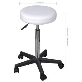 Taburete de birou, 2 buc., alb, 35,5x98 cm, piele ecologică, 5 image