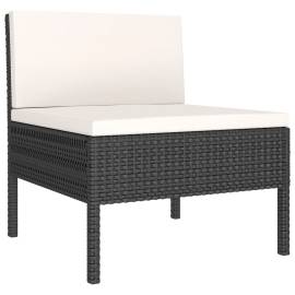 Set mobilier de grădină cu perne, 5 piese, negru, poliratan, 4 image