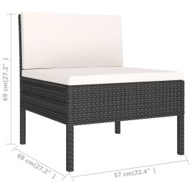 Set mobilier de grădină cu perne, 5 piese, negru, poliratan, 7 image