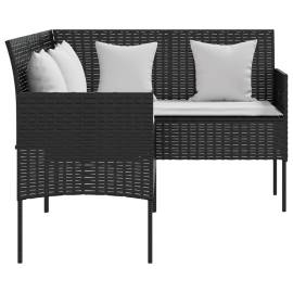 Set canapele grădină forma l cu perne 5 piese negru poliratan, 5 image
