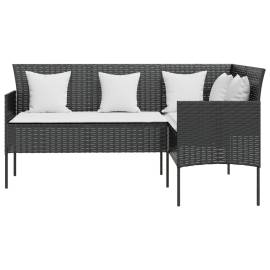 Set canapele grădină forma l cu perne 5 piese negru poliratan, 4 image
