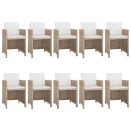 Set mobilier de exterior cu perne, 11 piese, bej, poliratan, 2 image