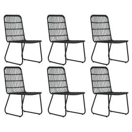 Set mobilier de exterior, 7 piese, negru, poliratan și sticlă, 3 image