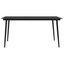 Set mobilier de exterior, 7 piese, negru, poliratan și sticlă, 10 image