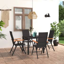 Set mobilier de grădină, 5 piese, negru și maro