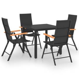 Set mobilier de grădină, 5 piese, negru și maro, 2 image