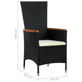 Set mobilier de exterior 9 piese negru poliratan lemn de acacia, 11 image