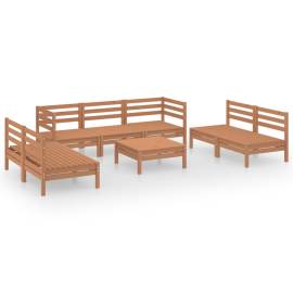 Set mobilier de grădină, 8 piese, maro miere, lemn masiv de pin, 2 image