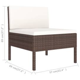 Set mobilier de grădină cu perne, 6 piese, maro, poliratan, 7 image