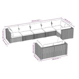 Set mobilier de grădină cu perne, 8 piese, negru, poliratan, 6 image
