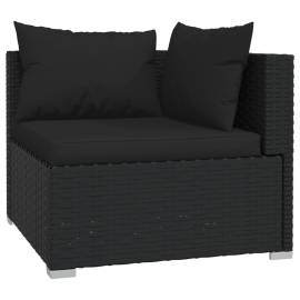 Set mobilier de grădină cu perne, 8 piese, negru, poliratan, 3 image