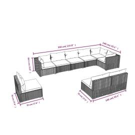 Set mobilier de grădină cu perne, 9 piese, negru, poliratan, 6 image