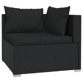 Set mobilier de grădină cu perne, 9 piese, negru, poliratan, 4 image