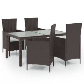 Set mobilier de exterior cu perne, 5 piese, maro, poliratan, 2 image