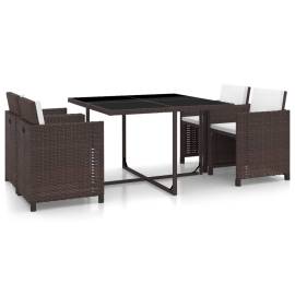 Set mobilier de exterior cu perne, 5 piese, maro, poliratan