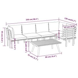 Set mobilier de grădină cu perne, 6 piese, lemn masiv acacia, 10 image