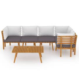 Set mobilier de grădină cu perne, 6 piese, lemn masiv acacia, 3 image