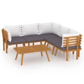 Set mobilier de grădină cu perne, 6 piese, lemn masiv acacia, 2 image