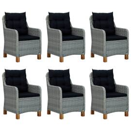 Set mobilier de exterior cu perne,7 piese,gri deschis,poliratan, 2 image