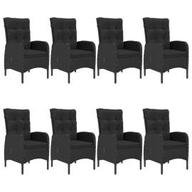 Set mobilier de grădină, 9 piese, negru, 5 image