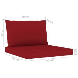 Canapea de grădină cu 4 locuri, perne roșu vin, 10 image