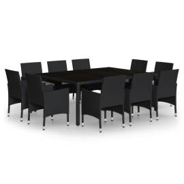 Set de mobilier pentru grădină, 11 piese, negru, poliratan, 2 image