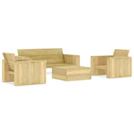 Set mobilier de grădină, 4 piese, lemn de pin tratat