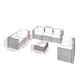 Set mobilier de grădină cu perne, 8 piese, gri, poliratan, 9 image
