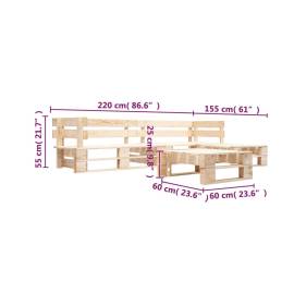 Set mobilier de grădină din paleți, 4 piese, natural, lemn, 3 image