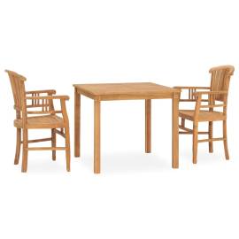 Set mobilier de grădină, 3 piese, lemn masiv de tec, 2 image