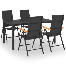 Set de masă pentru grădină, 5 piese, negru și maro, 2 image
