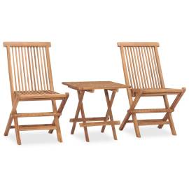 Set mobilier exterior pliabil cu perne, 3 piese, lemn masiv tec, 2 image