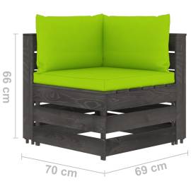 Canapea de grădină cu 3 locuri, cu perne, gri, lemn tratat, 9 image