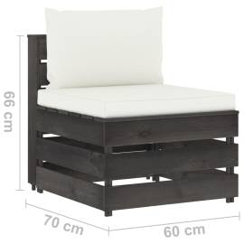 Set mobilier de grădină cu perne, 7 piese, gri, lemn tratat, 11 image